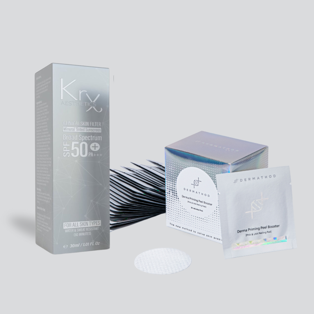 two-step Korean glass skin bundle with SPF and Korean exfoliator