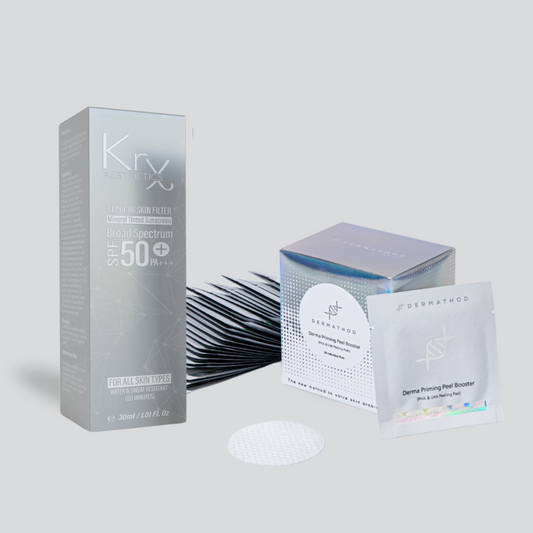 two-step Korean glass skin bundle with SPF and Korean exfoliator