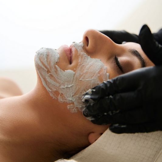 Bubbling action of KrX OxyGlow Cleanser, a soothing K-beauty cleanser with Blue Tansy and Ceramides to instantly cool and calm reactive skin while providing a deep, oxygen-rich clean.