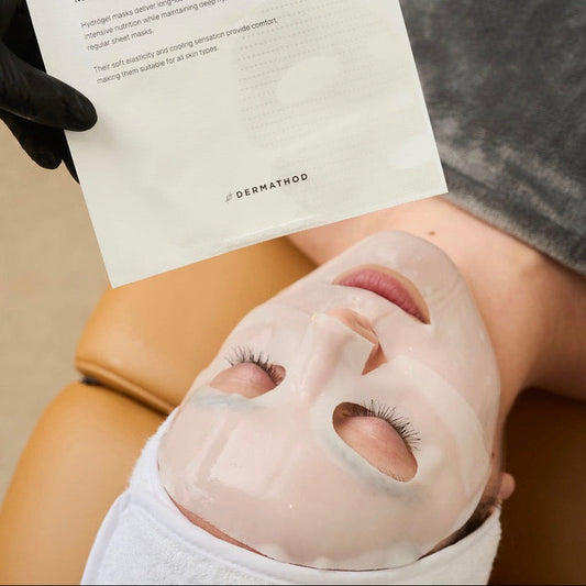 Close-up of the Dermathod Lifting Hydro Veil Mask texture, showing the micro-perforated collagen sheet that uses Pore Squeezing Technology™ to adhere seamlessly to the skin.