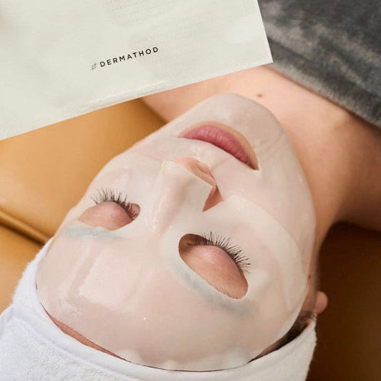 Close-up of the Dermathod Lifting Hydro Veil Mask texture, showing the micro-perforated collagen sheet that uses Pore Squeezing Technology™ to adhere seamlessly to the skin.