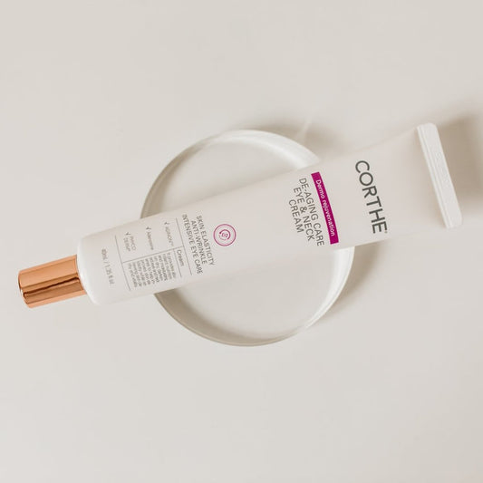 Solution for skin laxity: Corthe Korean Rejuvenation Cream targets both the delicate eye area and the neck to restore firmness and elasticity.
