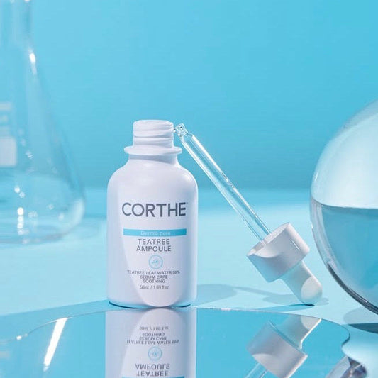 Lightweight and layerable Corthe Tea Tree Serum that absorbs instantly into oily skin to provide a fresh, shine-free finish.