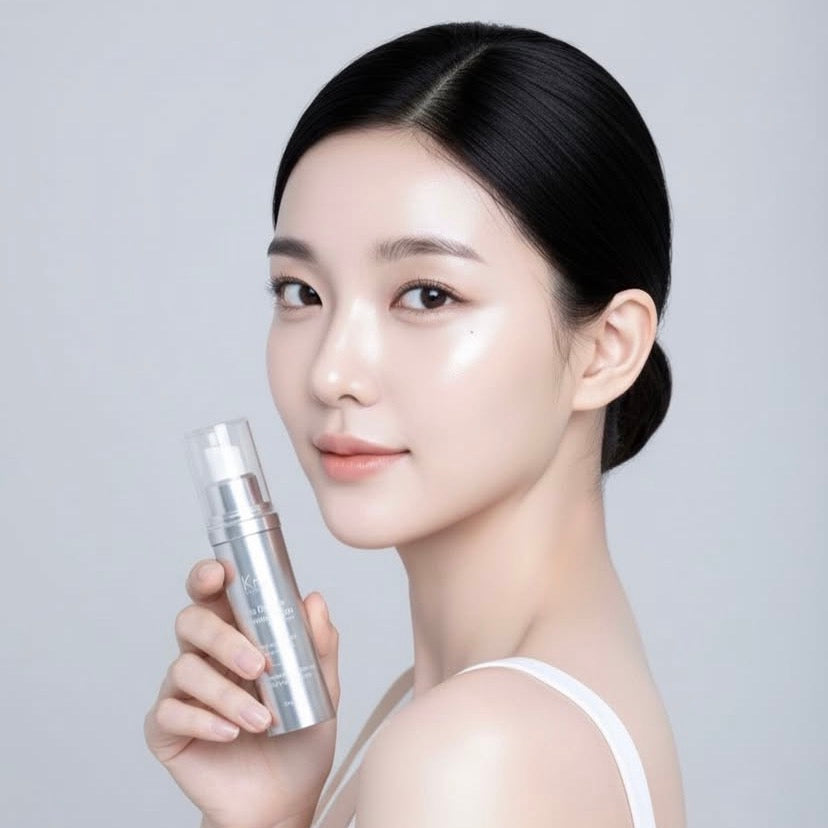 Professional-grade KrX Aesthetics Mela Défense Serum for pigment correction and luminous K-beauty glass skin.