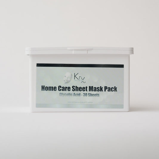 KrX Glycolic Acid Home Care Masks, a professional 30-treatment Korean AHA chemical exfoliant mask designed to dissolve dead skin cells and reveal smooth glass skin.