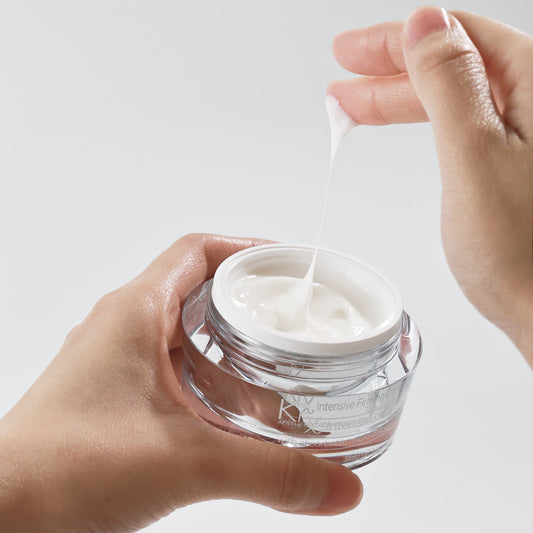 Targeted anti-aging for the décolletage: The KrX Intensive Firming Neck Cream provides deep structural repair using medical-grade micro-collagen technology.