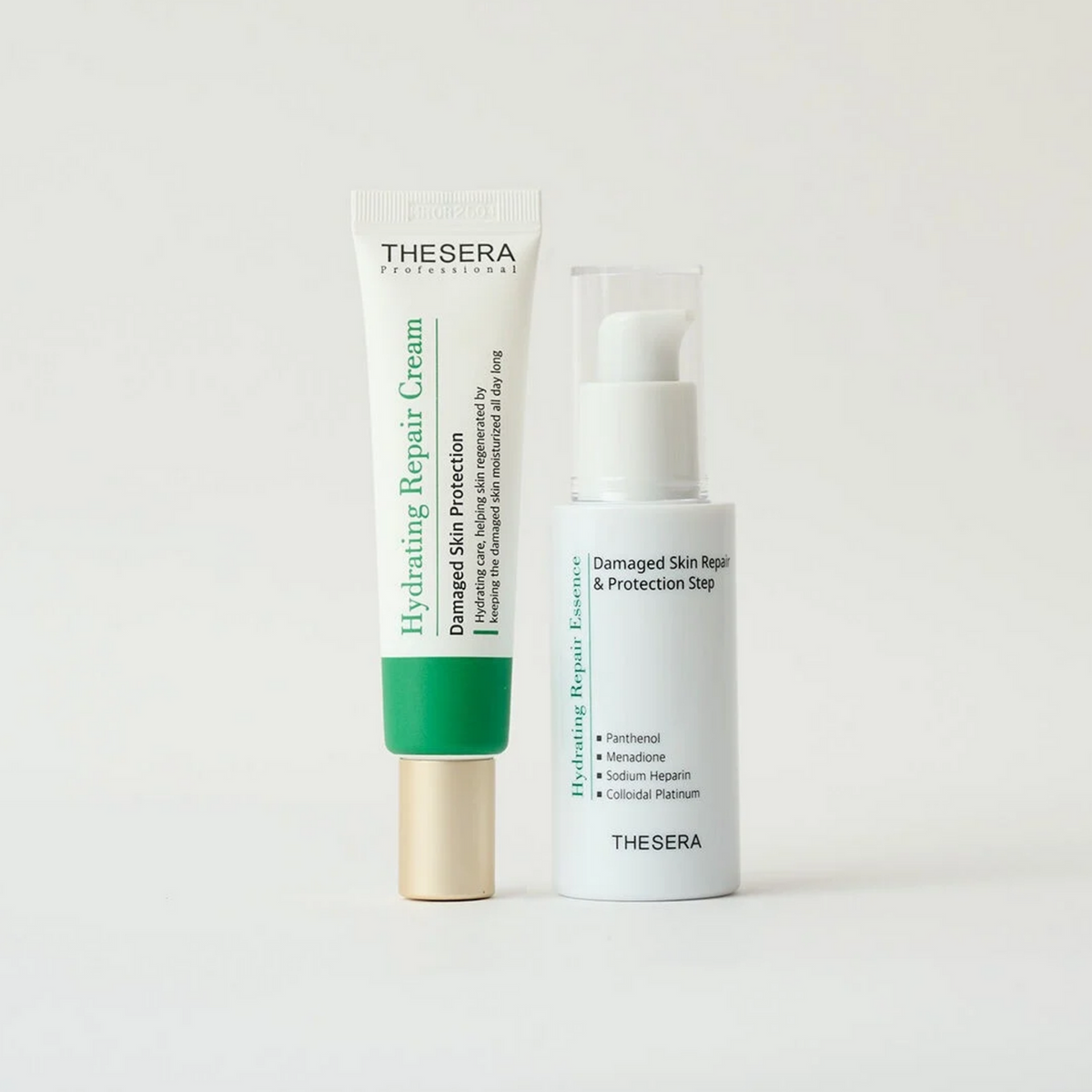 Thesera Hydrating Repair Duo Korean skincare set for barrier repair and deep hydration featuring soothing panthenol and niacinamide.