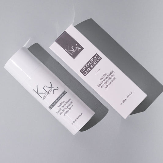KrX Youthplex Korean Face Lift Toner with a Botox-like smoothing effect; an injectable-alternative solution that solves "dynamic wrinkles" using Acetyl Hexapeptide-8 to relax facial tension and instantly soften the look of forehead and eye lines.