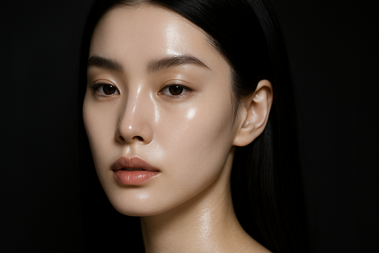 Glass skincare routine with Korean skincare products