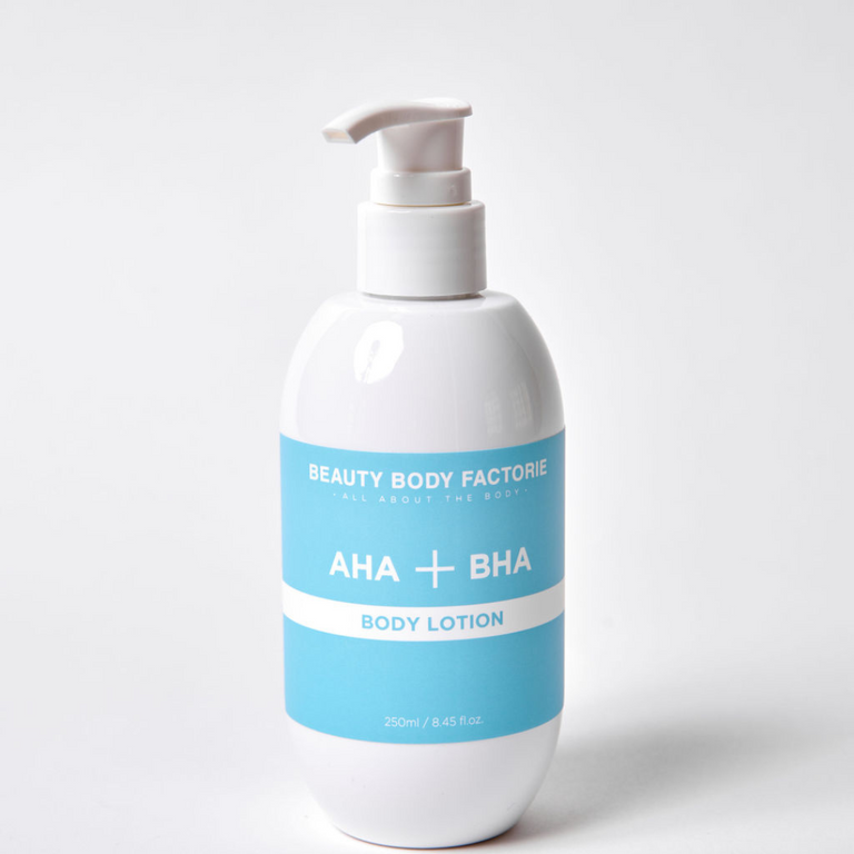 Korean beauty body care with exfoliating acids for dry skin
