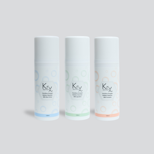 KrX OxyGlow Korean cleanser bundle with Pumpkin, Spirulina, Blue Tansy