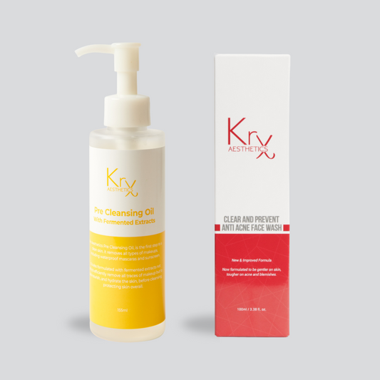KrX Acne-Safe Korean Double Cleanse Bundle with Fermented Cleansing Oil