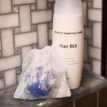 Soft, bouncy texture of the Azulene Korean body soap being lathered on skin to reduce redness and inflammation.