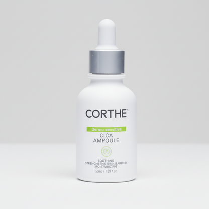 Corthe Dermo Sensitive Cica Ampoule – A concentrated Korean Centella Asiatica serum for deep barrier recovery and post-procedure skin healing.