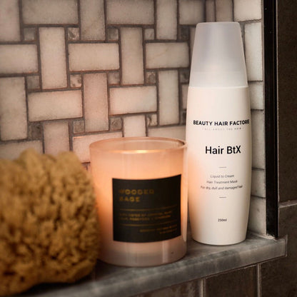 Luxe Korean Hair BtX, a professional-grade liquid-to-cream hair treatment designed to restore strength and shine to brittle strands.