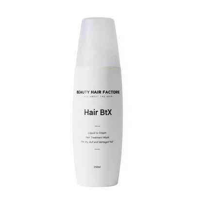 Transforming straw-like hair: Beauty Hair Factorie Hair BtX uses Squalane and Shea Butter to deeply soften brittle strands and restore the flexible, silky texture of healthy hair.