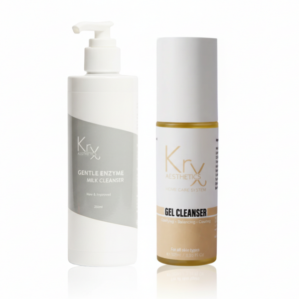 Korean Brightening Double Cleanse – Enzyme Milk + Gel Cleanser