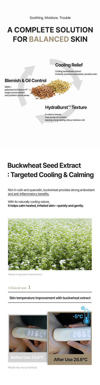 The power of Laciger™ and Buckwheat: Dermathod Soba Calm Cream uses 8-form Hyaluronic Acid and botanical extracts to provide deep hydration without a heavy or greasy residue.