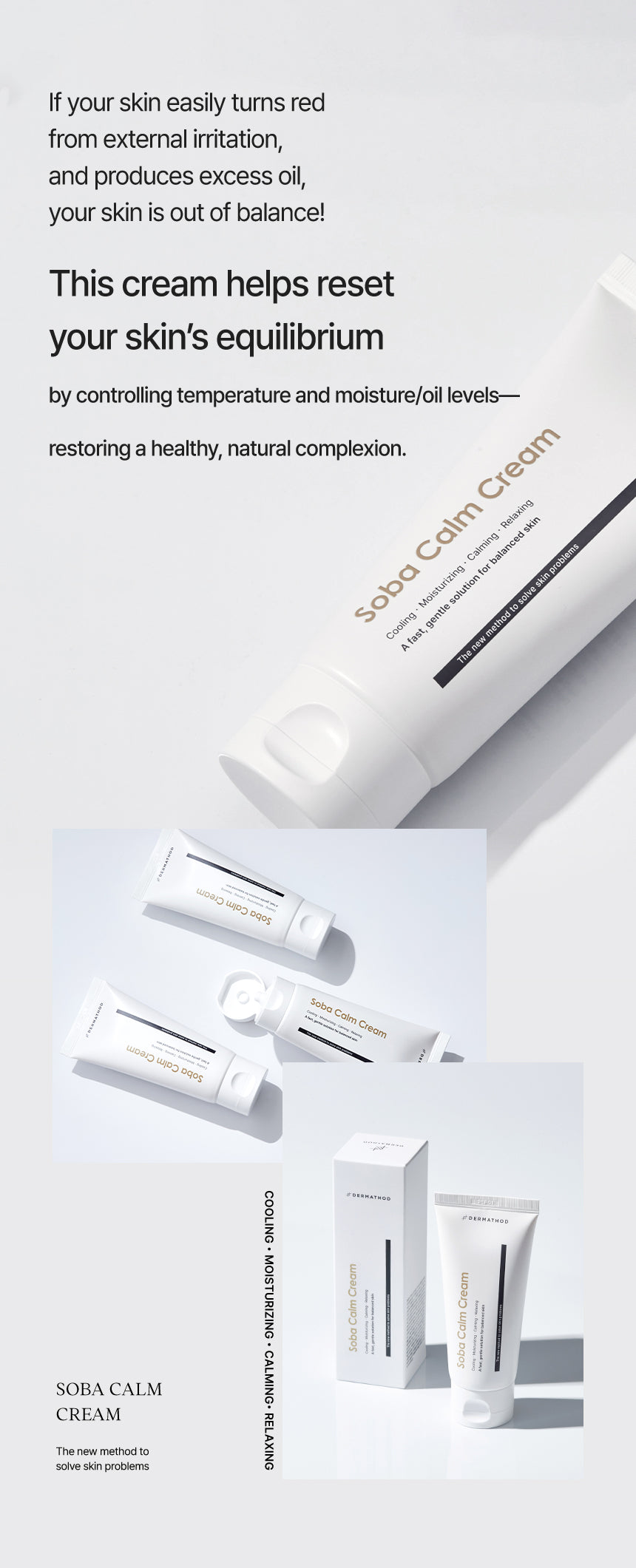 Thermal relief for sensitive skin: Applying Dermathod Soba Calm Cream to reduce mid-day shine and soothe heat-induced redness without feeling heavy or greasy.         