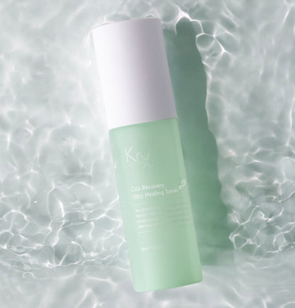 KrX Cica Recovery Toner with Tremella Fuciformis and fermented antioxidants, a hydrating Korean toner used to rebalance and soothe inflamed, reactive skin.