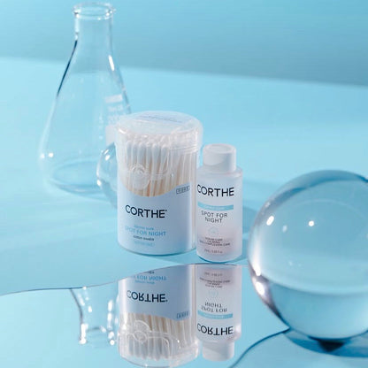 Clinical Korean breakout recovery: Corthe Dermo Pure Spot Treatment targets active inflammation with BHA while Biosaccharide Gum-1 repairs the skin barrier to prevent post-acne scarring.