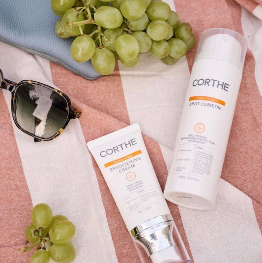 Corthe clinical K-Beauty hyperpigmentation system for an even skin complexion.