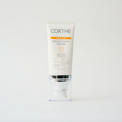 Corthe Brightening Cream moisturizer formulated with botanical extracts for radiant skin.