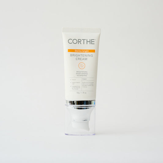 Corthe Brightening Cream moisturizer formulated with botanical extracts for radiant skin.
