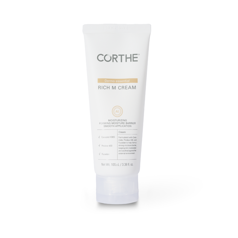 Corthe Rich M Cream, a dermatologist-tested Korean recovery cream optimized for soothing redness and rebuilding the skin barrier.