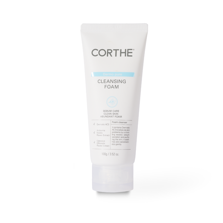 Corthe Dermo Pure First Aid Cleansing Foam: A professional Korean BHA cleanser that clears congested pores and blackheads without stripping the skin barrier.