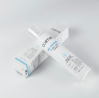 Balance oily skin and restore pH with Corthe First Aid Toner, an alcohol-free solution for blackhead prevention and microbiome health.