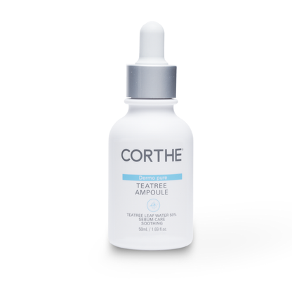 Corthe Dermo Pure Tea Tree Ampoule: A professional Korean acne serum with 50% Tea Tree water to target breakouts and regulate excess sebum.