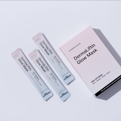 DermaLiftin Glow Mask individually sealed foam-to-film lifting mask with collagen peptides