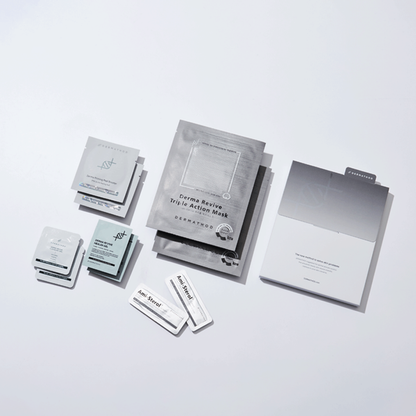 Dermathod Multi Effector Water Glow Kit at home Korean microchanneling protocol with EZ Jet ampoule Priming Peel Pads Derma Revive Mask and Ami-Sterol Cream