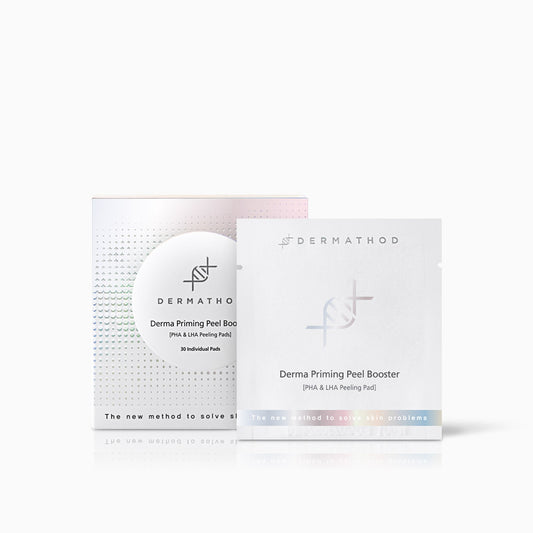 Dermathod Priming Peel Booster Pads, a professional-grade Korean exfoliating treatment with LHA and PHA for a no-downtime glass skin glow.