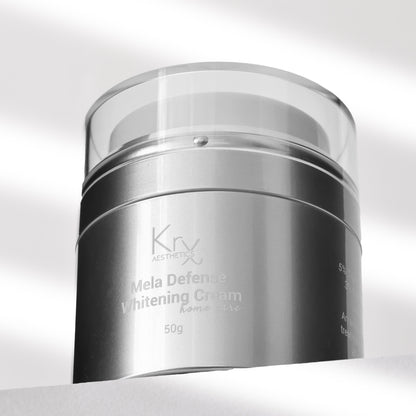 Why Fermented Rice Water? The KrX Mela Defense Cream utilizes fermented rice to soothe melasma-prone skin while boosting the efficacy of Tranexamic Acid and Niacinamide.