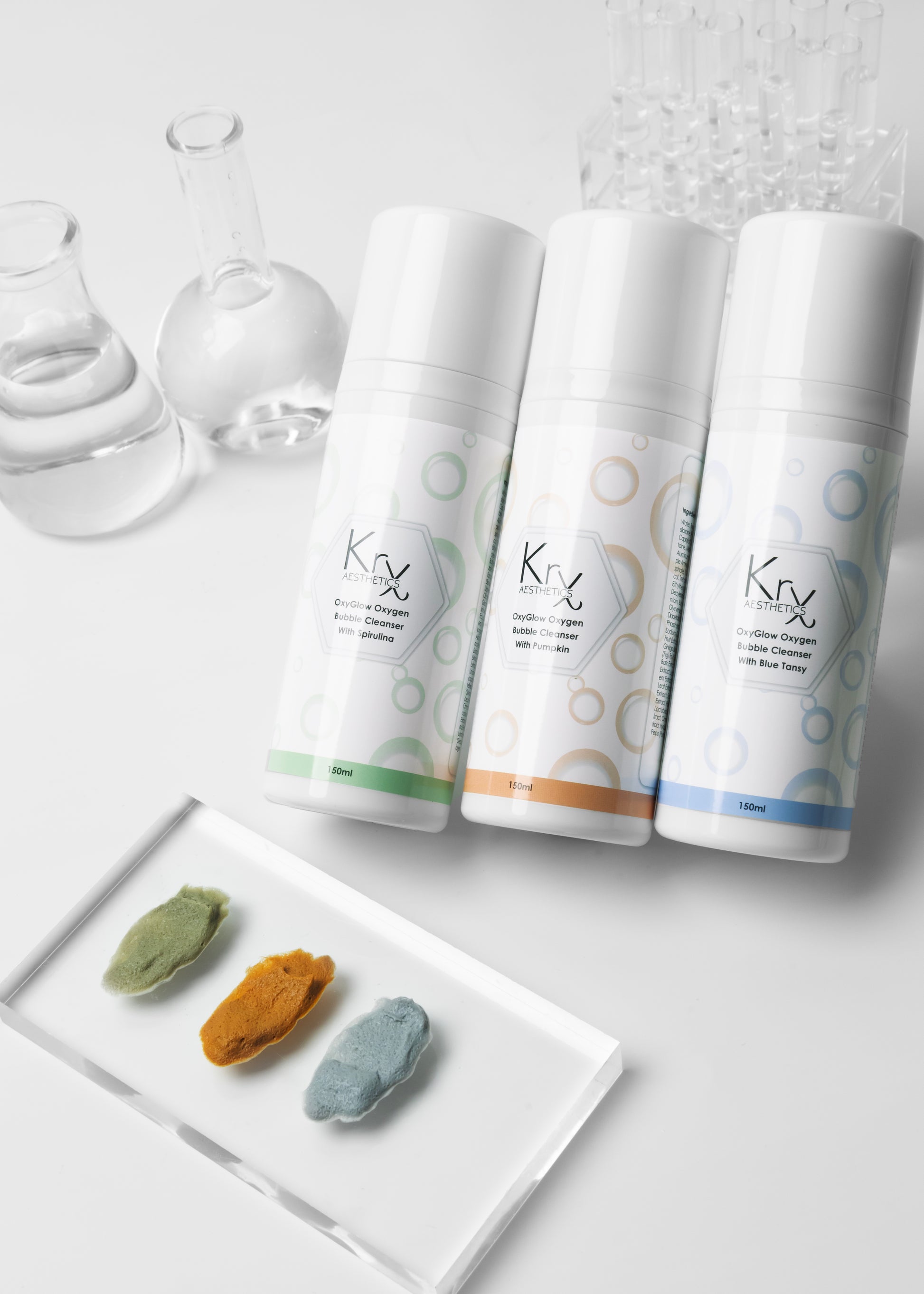 The thick, airy foam from the KrX Pumpkin Bubble Cleanser, enriched with Vitamin A and C to refine skin texture and boost seasonal glow.