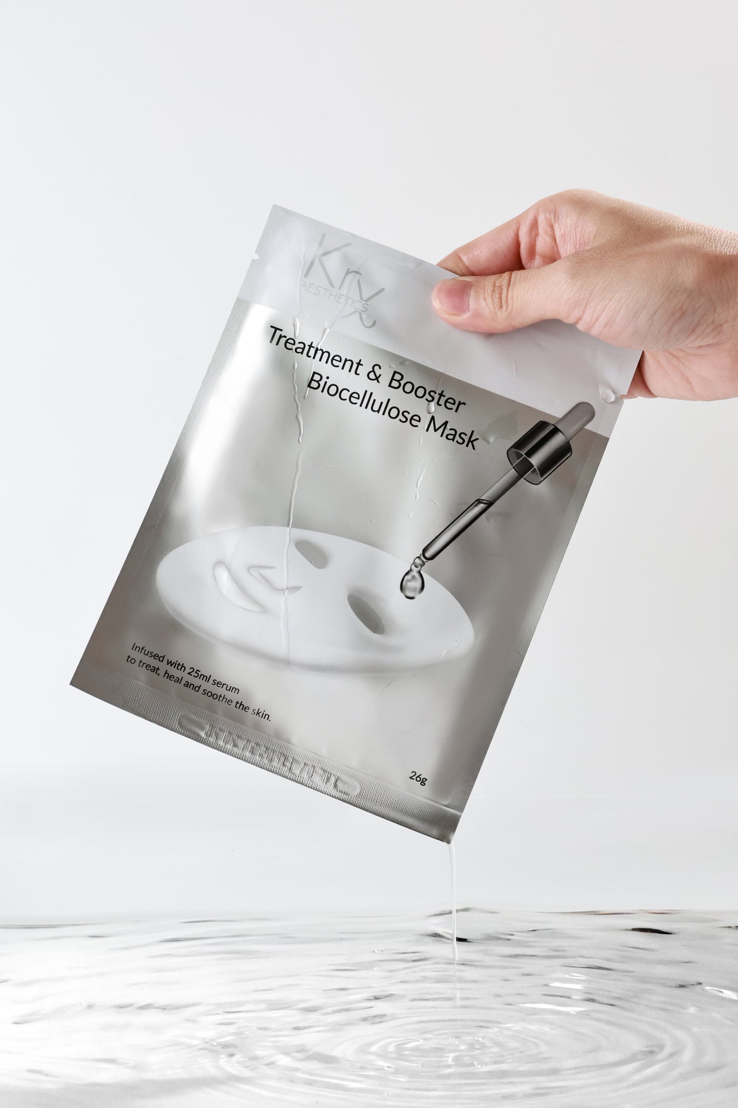 Plump skin from the inside out: The KrX Treatment & Booster Mask floods the skin with Sodium Hyaluronate to erase dehydration lines and restore a youthful, bouncy texture.