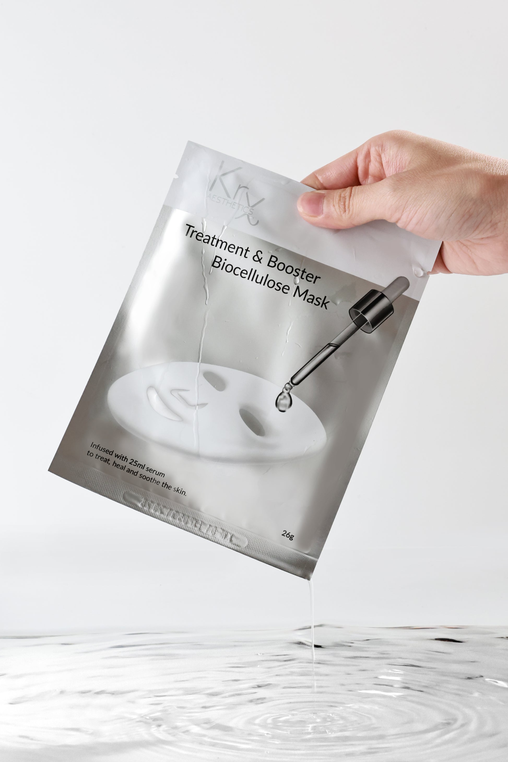 Plump skin from the inside out: The KrX Treatment & Booster Mask floods the skin with Sodium Hyaluronate to erase dehydration lines and restore a youthful, bouncy texture.