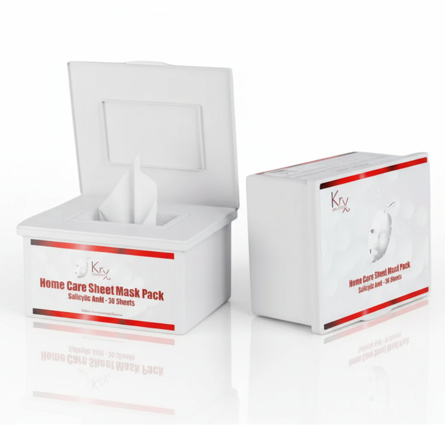 Application of the KrX Salicylic Acid Acne Mask on reactive skin; a professional-grade solution that solves breakout-related redness by delivering Centella Asiatica and Licorice Root to calm inflammation while the BHA clears the infection.