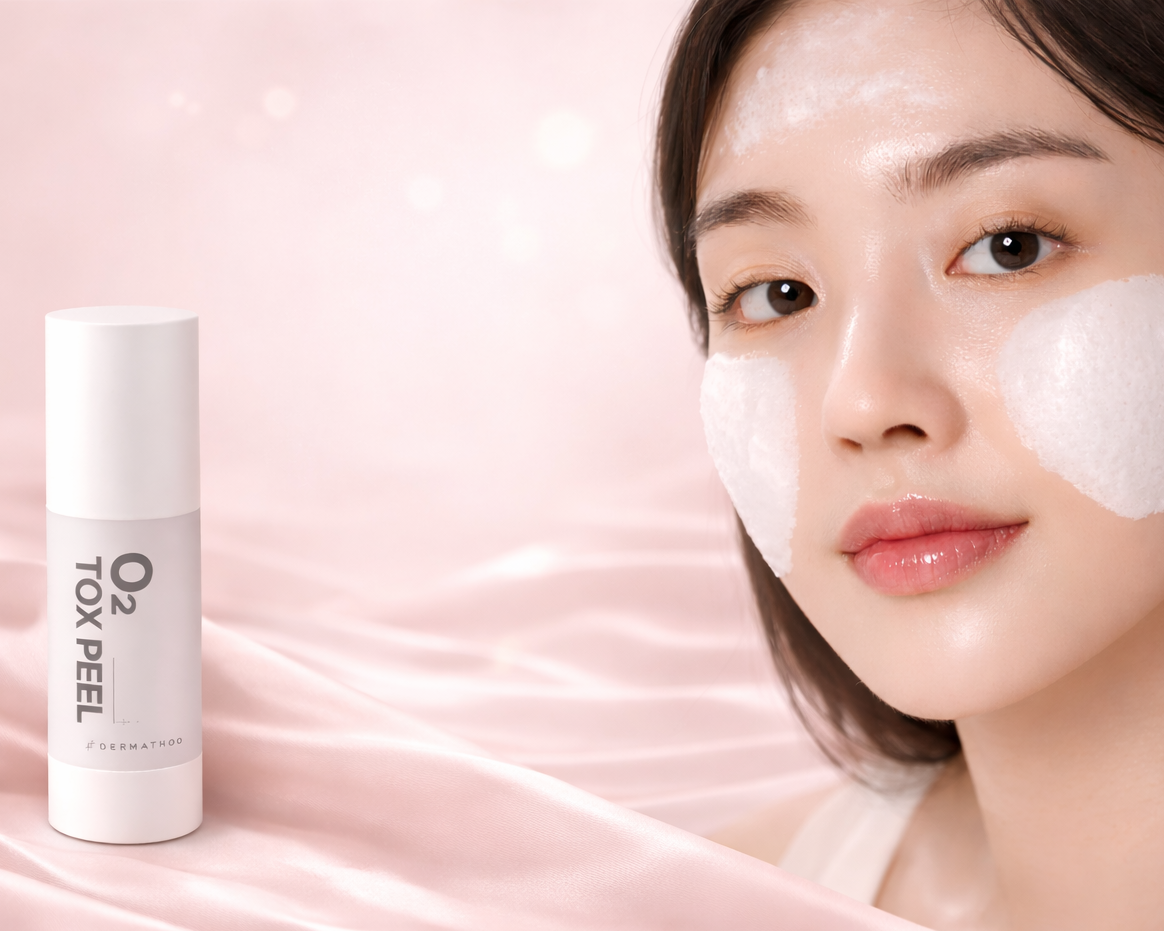 Dermathod O2 Tox Peel Bubble Spicule Serum application; a professional Korean liquid microneedling treatment using microscopic silica spicules to resurface skin and boost collagen without downtime.
