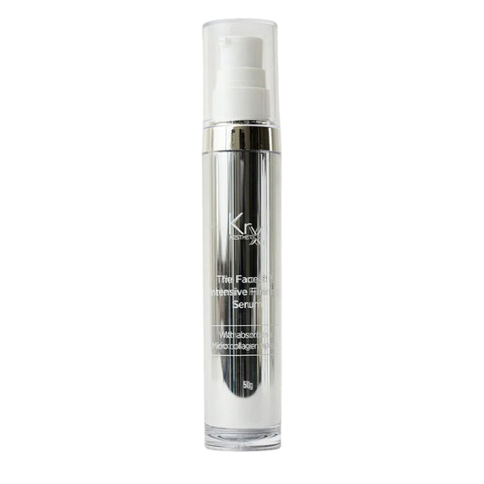 Instant hydration and long-term firming benefits with KrX Aesthetics intensive face lift firming serum treatment.