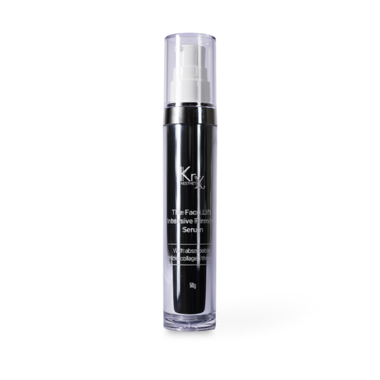 Instant hydration and long-term firming benefits with KrX Aesthetics intensive face lift firming serum treatment.