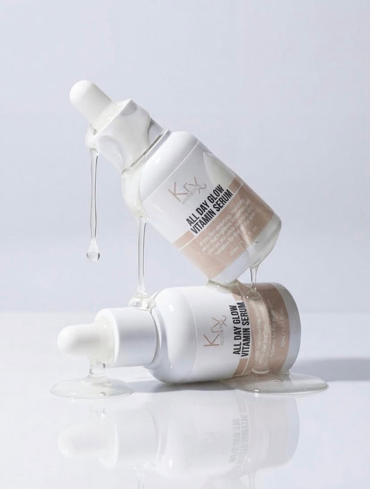 KrX Korean Glow Serum, a smoothing solution featuring Niacinamide and Peptides that solves the problem of enlarged pores and rough texture for a flawless, glass-skin texture.