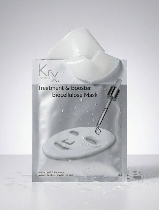 Achieve an instant glass-skin glow with the KrX Biocellulose Mask, infused with Niacinamide and a 7-botanical complex to brighten and plump skin in one use.