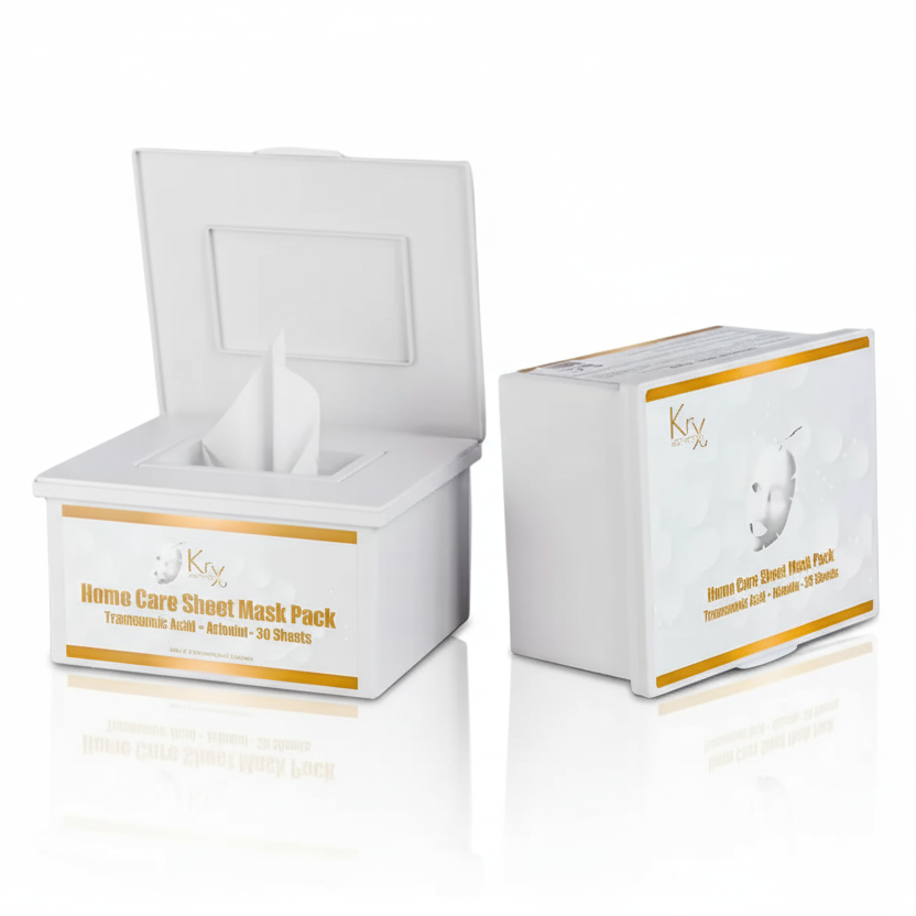 KrX Tranexamic Acid + Arbutin Masks for melasma; a cooling, brightening solution that solves the "hormonal-pigment" signal by interrupting the communication between skin cells to prevent heat-triggered darkening and patches.
