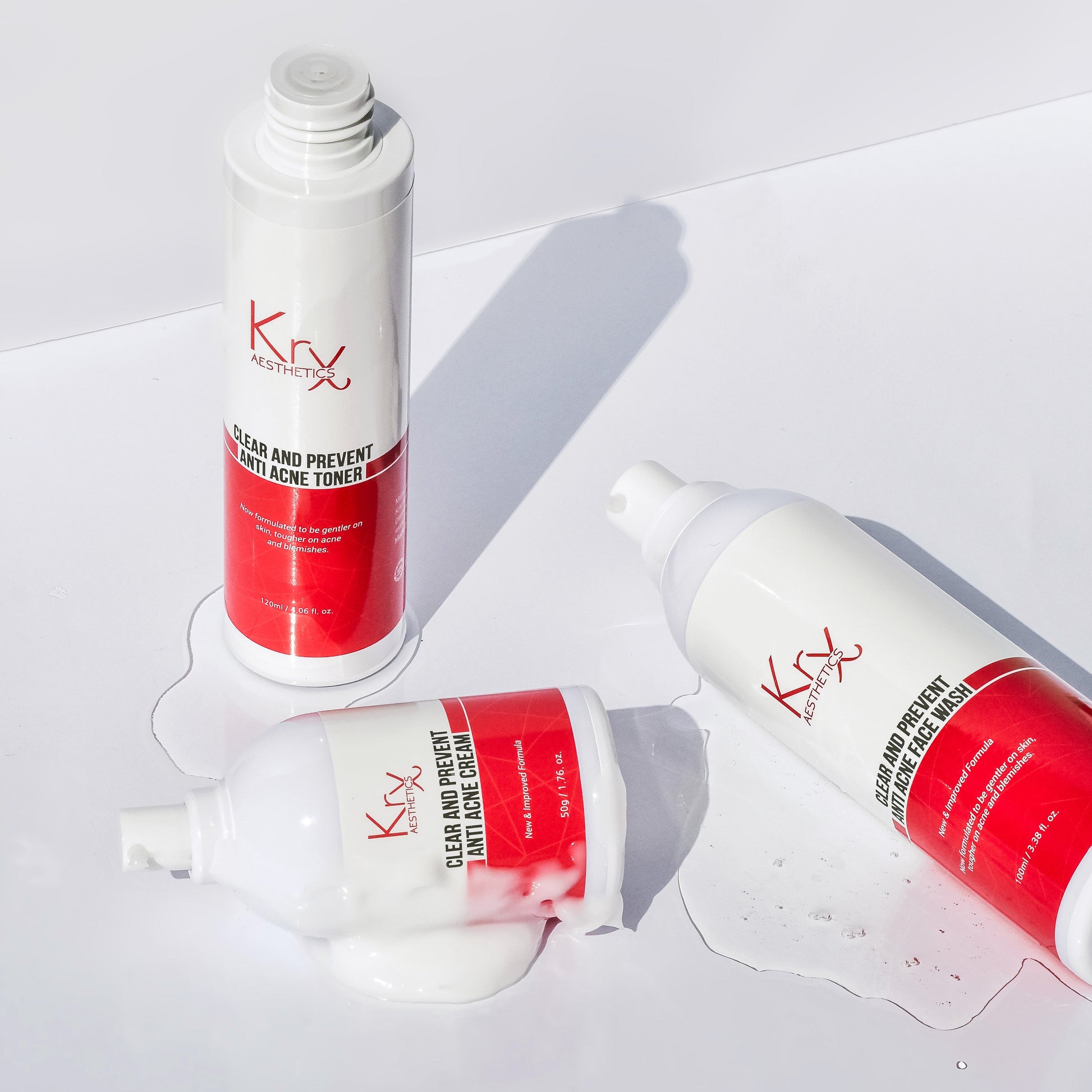 The lightweight texture of KrX Clear + Prevent Toner; a resurfacing solution that solves "rough skin grain" with Gluconolactone (PHA) to gently sweep away dead cells and reveal a smooth, glass-skin finish without irritation.