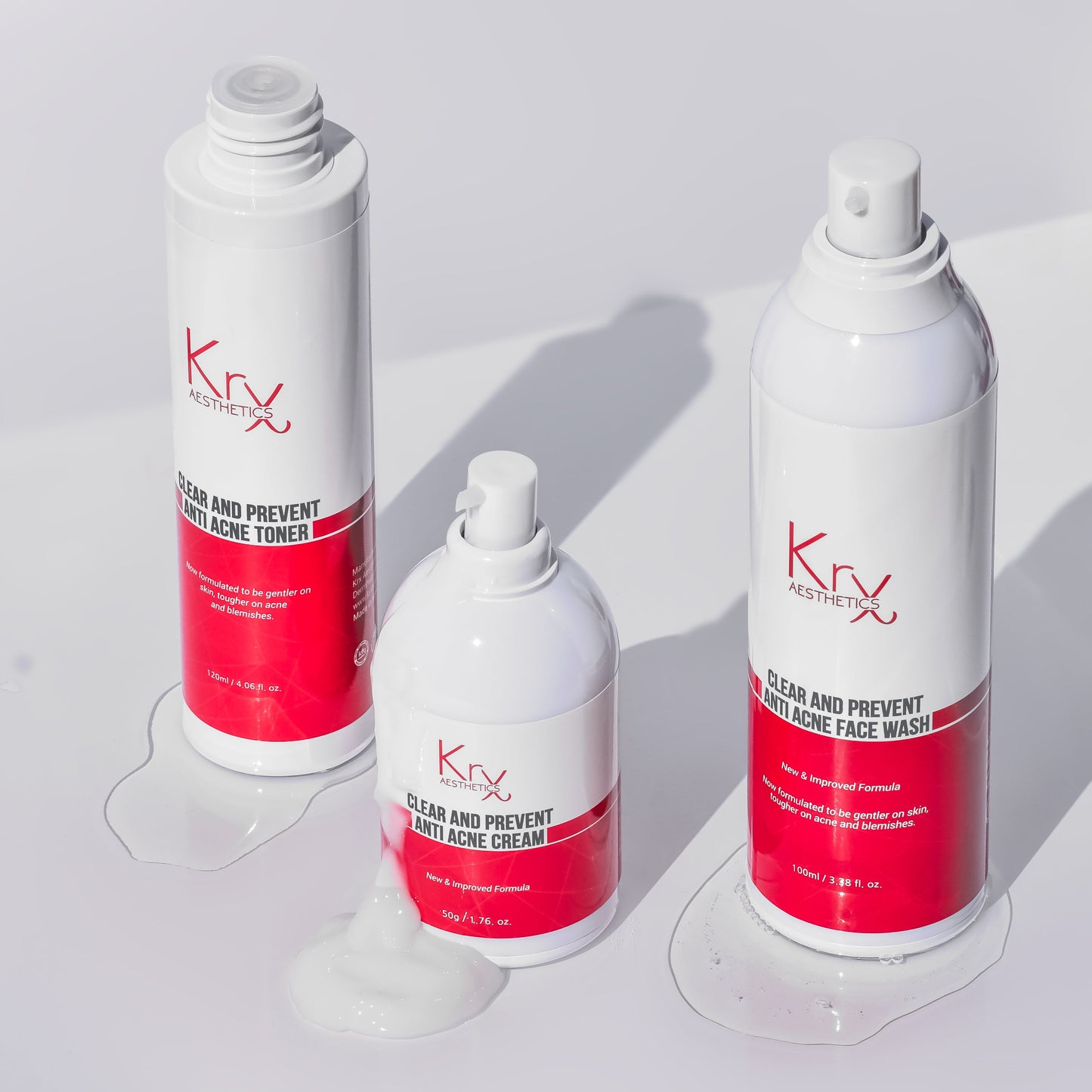 KrX Clear + Prevent Moisturizer for sensitive acne-prone skin; a non-comedogenic solution that solves "dehydrated breakouts" by providing lightweight, oil-free hydration that won't clog pores.