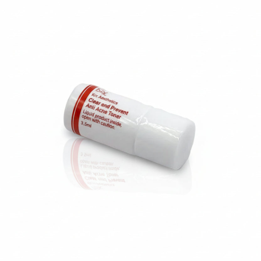 SAMPLE KrX Clear + Prevent Anti Acne Face Toner; a risk-free K-beauty solution that solves "skincare anxiety" by providing a 3.5ml trial size perfect for patch-testing the LHA and Zinc formula before committing to the full bottle.