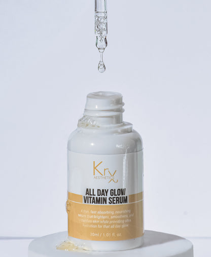 All Day Glow Vitamin Serum with Fermented Ginseng; a traditional Korean solution that solves skin fatigue by using fermented botanicals for deeper ingredient penetration and vitality.